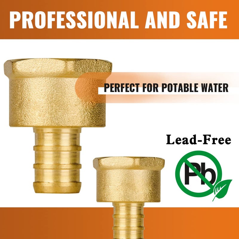 SUNGATOR 6-Pack 1/2" PEX to 1/2" Female NPT Brass Fittings, UPC Certified - Image 5